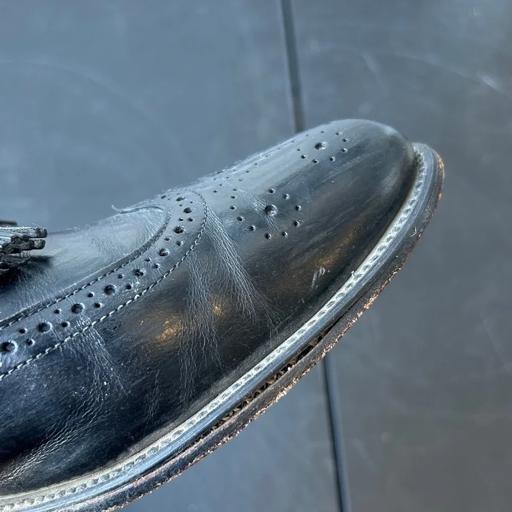 Mens Black Leather Wingtip Tassel Loafer Dress Shoes Size 13 C USA Vibram‎ Sole